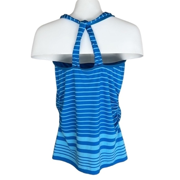 Patagonia Stripe Print Cinched Side Athletic Tank Top Built-In Bra - Picture 4 of 10